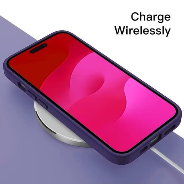 Coque - E.F.CONNECTION - för iPhone 15 Pro - Mörklila silikon - Antiglidsäker - Flexibel Mörklila