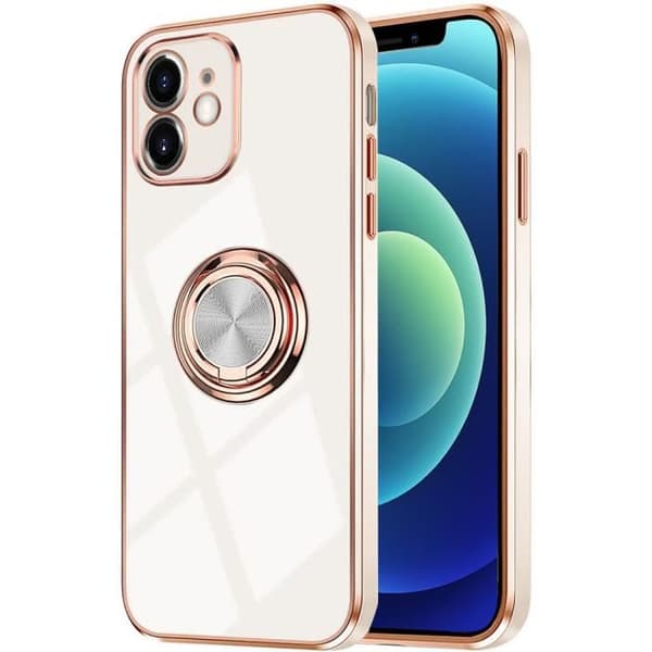 Skyddsskal - E.F.CONNECTION - för iPhone 12 - Mjuk - TPU - Guldkant Vit