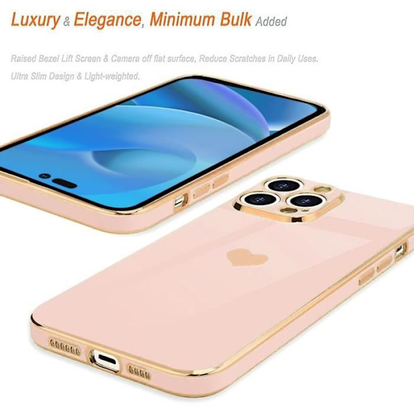 TPU-fodral för iPhone 14 Pro Rosa hjärtmönster Anti-Scratch + 2 härdade glasögonskydd
