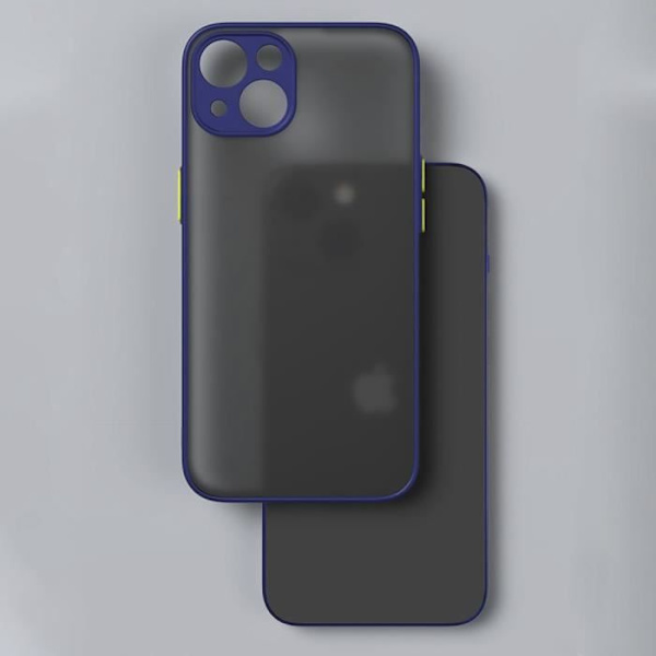 Coque - Silikon - för iPhone 15 Plus - Stötsäker - Matt - 2 Tempererade Glas Ingår marinblå