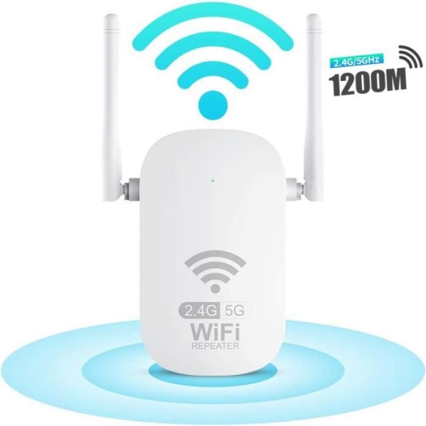 Wi-Fi Repeater 1200 Mbps Dual Band Wifi-forstærker 2,4 & 5 GHz