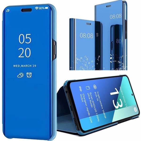 Skyddande skal för Xiaomi Redmi Note 13 4G - Blå - Spegeleffekt - Justerbart stativ Blå