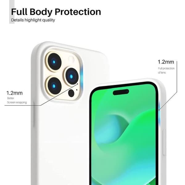 Coque - Silikon - för iPhone 14 Pro Max - Vit - 2 Härdat Glas - Skärm Skydd Vit