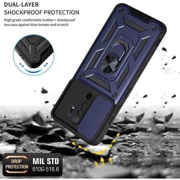 Skyddskal - E.F.CONNECTION - Redmi 9 - Stötsäker - Mörkblå - Matt Finish marinblå