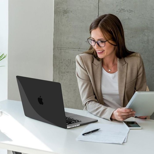 Etui til MacBook Pro 16 Tommer 2024 2023 2021 M4 M3 M2 M1 Pro/Max, Slidstærk Rigid Beskyttelse Ultratynd - Sort Svart