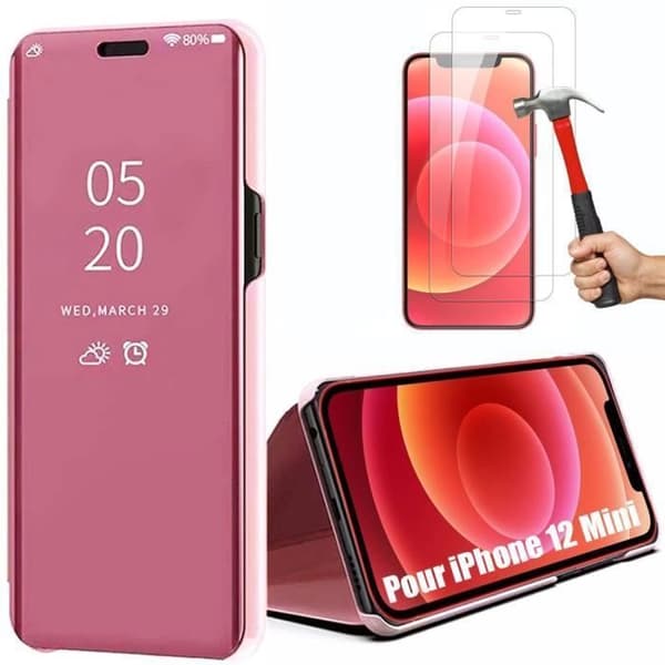 Skyddsskal - E.F.CONNECTION - för iPhone 12 Mini - Hårt - Spegeleffekt - Rosa Rosa