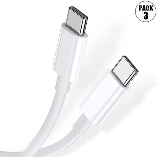 Lot-3 USB-C-kabel för Xiaomi 13T Pro - 13T - 13 Pro - 13 - 1 meter - Vit - Snabbladdning