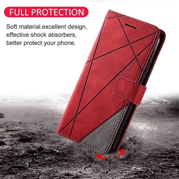 Etui til Xiaomi Redmi Note 13 5G (ikke til 4G) - Elegant etui med lædereffektmønster Rød