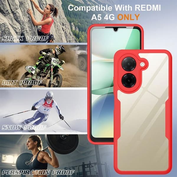 Skyddskal - E.F.CONNECTION - för Xiaomi Redmi A5 - Hård - Stötresistent - Hel - Röd Röd