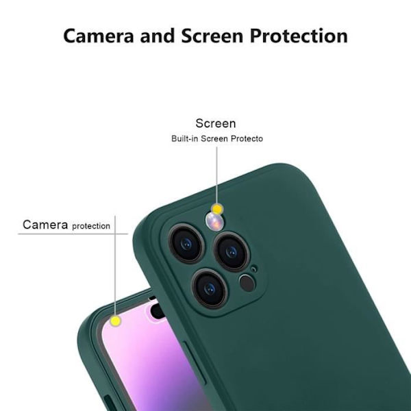Heltäckande skal - iPhone - 14 Pro Max - Hybrid skydd - Silikon - Nattgrön Midnattsgrönt