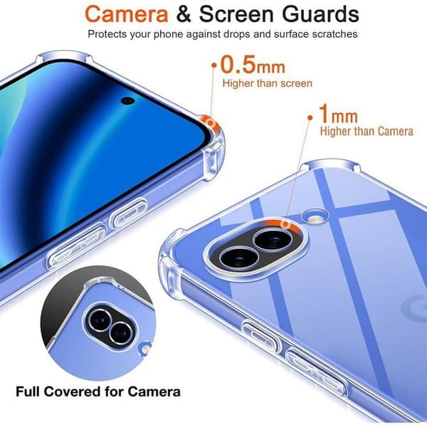 Skyddsfodral för Google Pixel 10a, Stötsäker Transparent med Justerbart Silverringstöd Argenté, Transparent