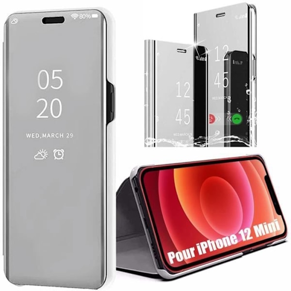 Skyddsskal - E.F.CONNECTION - för iPhone 12 Mini - Silver - Spegeleffekt - Hård Silver