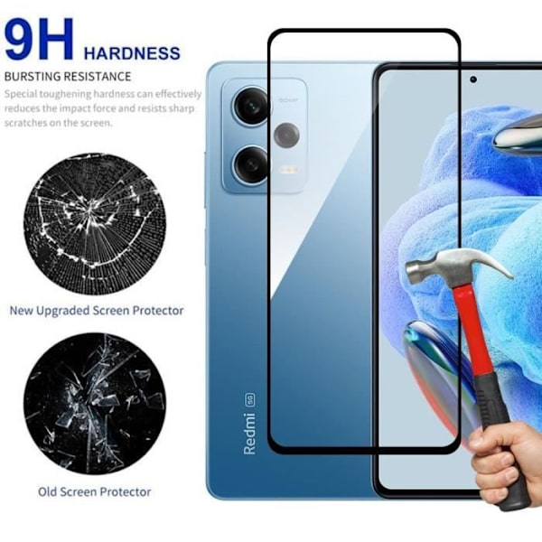 Helhärdat glas för Xiaomi Redmi Note 12 Pro 5G skyddsglasset-2 Transparent med svart kant