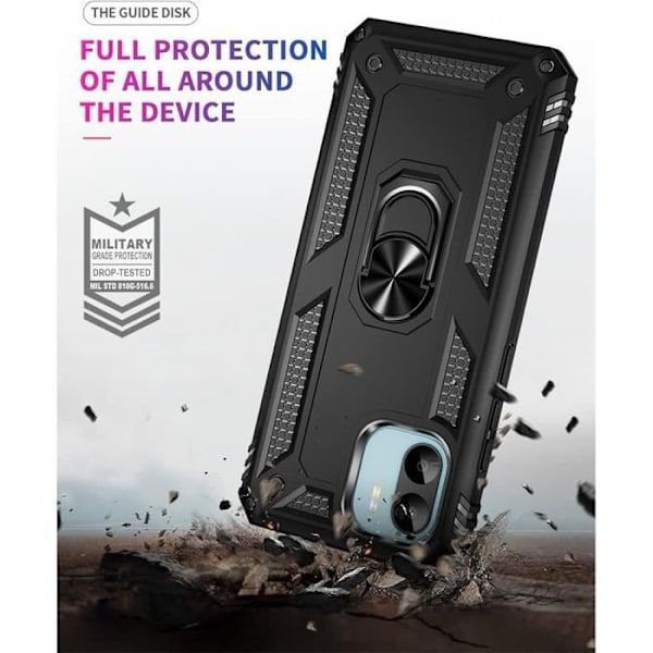 Skyddande skal - E.F.CONNECTION - Xiaomi Redmi 13C - Svart - Hårt - Stöd 360° Svart