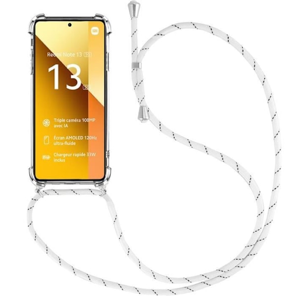 Coque - Xiaomi - Redmi Note 13 5G - Förstärkt Skydd - Vit Snöre - Mjuk Vit