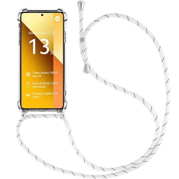 Skydd - E.F.CONNECTION - för Xiaomi Redmi Note 13 5G - Förstärkt Skydd - Vit Snodd - Flexibel Vit