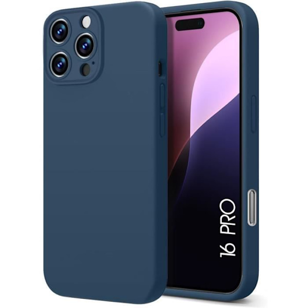 Skal till iPhone 16 Pro - Anti-Scratch Marinblå flytande silikonskydd