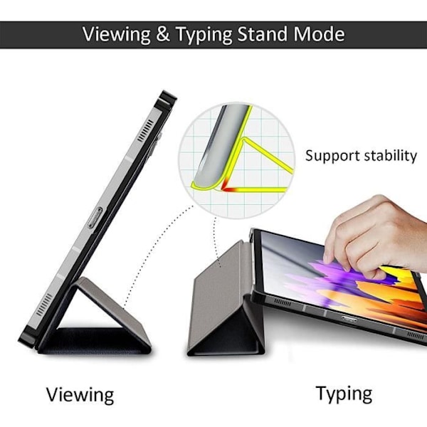 Coque Tablet - E.F.CONNECTION - til TAB S7 - Sort - Tynd - Flere vinkler Svart