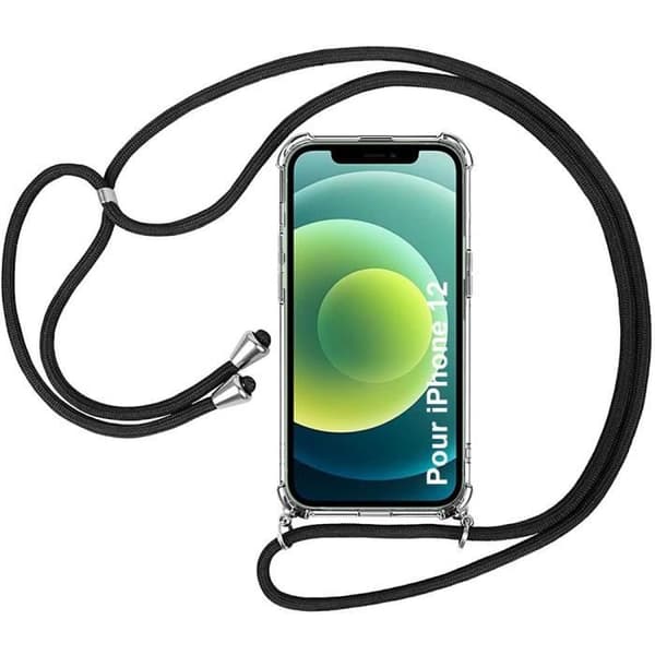 Skyddsfodral - E.F.CONNECTION - för iPhone 12 - Flexibelt - Stötskydd - Svart Transparent-svart