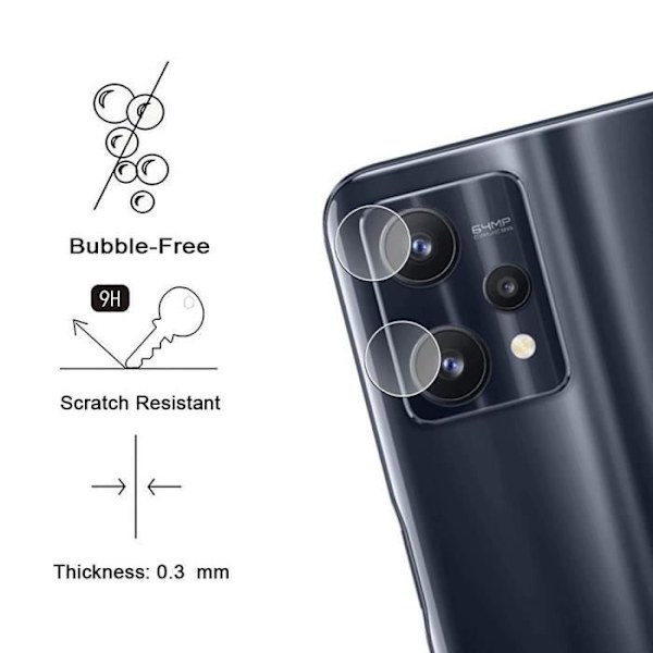Bakre kamera härdat glas för realme 9 Pro - E.F.CONNECTION - Set med 2 - Transparent - Anti-repa Stötsäker Transparent