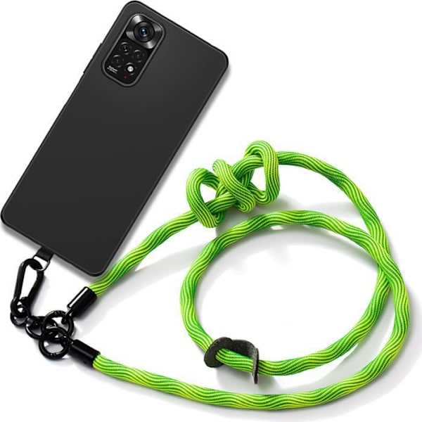 Lanyardfodral för Xiaomi Redmi Note 11 Pro - Svart mjukt silikon med grönt avtagbart band