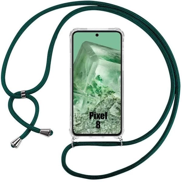 Coque - för Google Pixel 8 - Förstärkt Skydd - Mjuk - Grön Snöjd Transparent, midnattsgrön