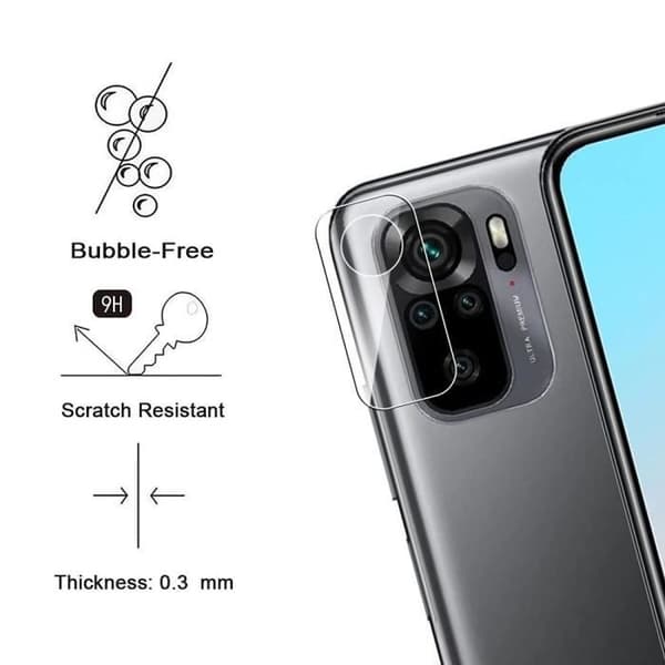 Set med 3 kameraskydd i härdat glas för Redmi Note 10 4G Transparent