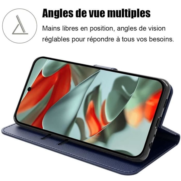 Fodral + 2 härdade glasögon för Google Pixel 9 Pro XL, Anti-Scratch Card-hållare Mjukt syntetiskt läder - Marinblå