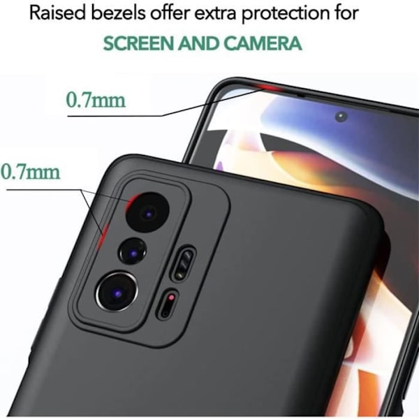 TPU etui til Xiaomi 11T Sort + 2 skærmbeskyttere i hærdet glas