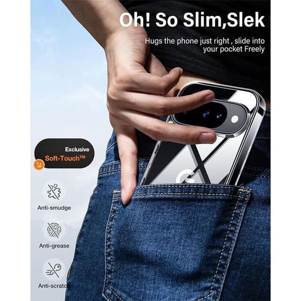 Skyddsskal för Google Pixel 10 - Transparent silikon - Repbeständig - 2 härdade glas ingår Transparent