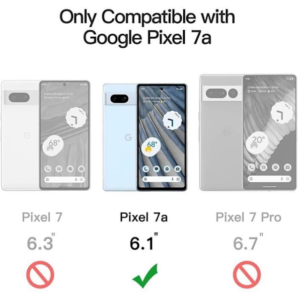 Fodral och 2 härdade glasögon för Google Pixel 7a - Förstärkt skydd Stötsäker silikon