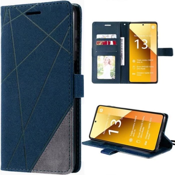 Coque för Xiaomi Redmi Note 13 5G - E.F.Connection - Mörkblå - PU-läder - Stötabsorberande - Vintage marinblå