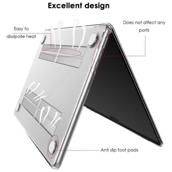 Coque til MacBook Pro 16 Tommer M4 M3 M2 M1 Pro/Max 2024 2023 2021, Ventileret Hård Slim Beskyttelse - Transparent Transparent