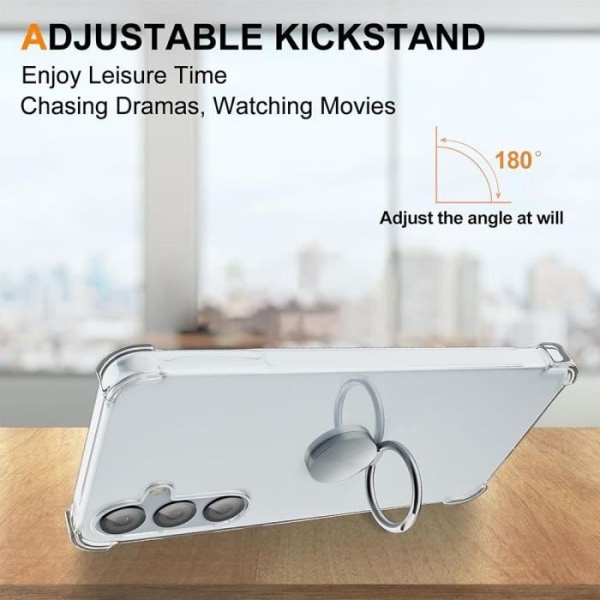Silikonbaksida - Xiaomi - Redmi 13C - Stötresistent - Transparent - Justerbart ringstöd Transparent