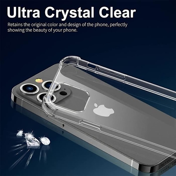 Beskyttelsesetui til iPhone 14 Pro - E.F.CONNECTION - Gennemsigtig - Fleksibel - Stødabsorberende - 2 Tempered Glass Transparent