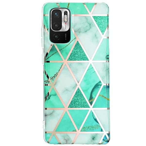 Coque - E.F.CONNECTION - För Xiaomi Redmi Note 10 5G - Marmor Mönster Turkos - Stötskydd - Slim Elegant Turkos