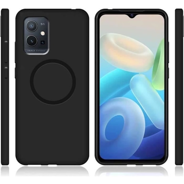 Fodral till Vivo Y55 5G med Matte Metal Circle Black Svart