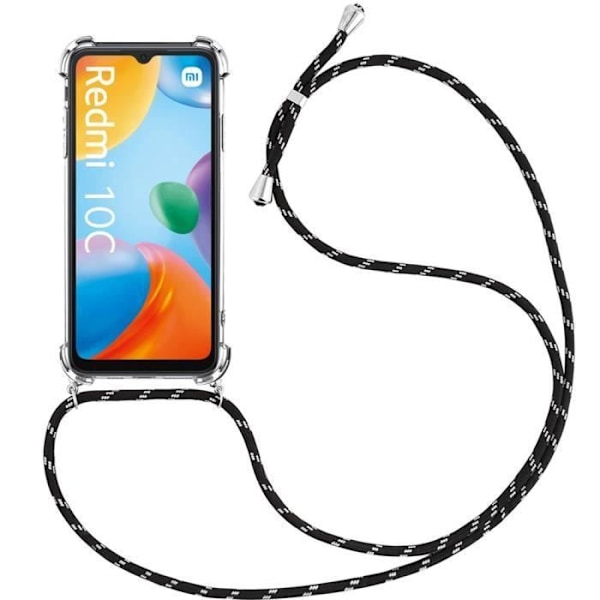 Förstärkt mjukt skyddsfodral för Xiaomi Redmi 10C - E.F.CONNECTION - Transparent med svart sladd Transparent-svart