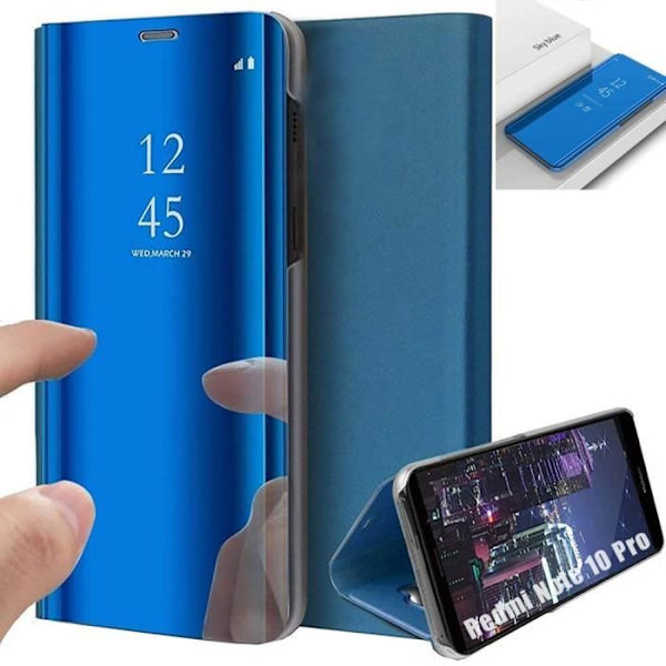 Etui til Redmi Note 10 Pro 5G (6,49") Spejleffekt Tanlucent vindue Højtydende forstærket beskyttelse blå Blå