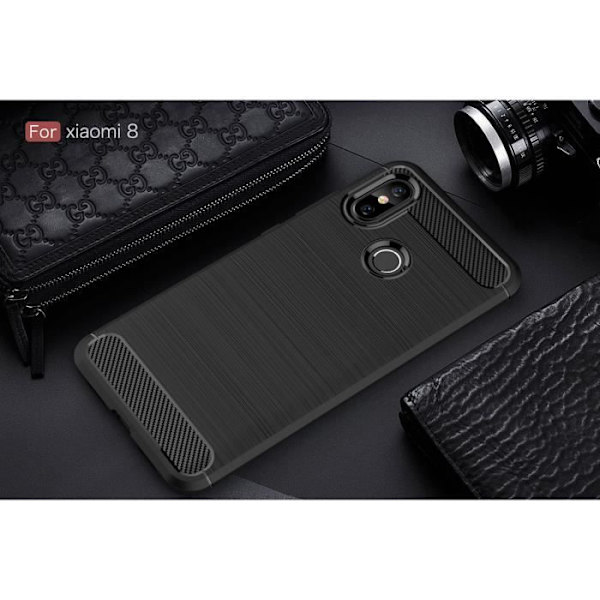 Xiaomi Mi 8 Fodral Kolfiber Resilient TPU Skydd Fodral För Xiaomi Mi 8 - Svart