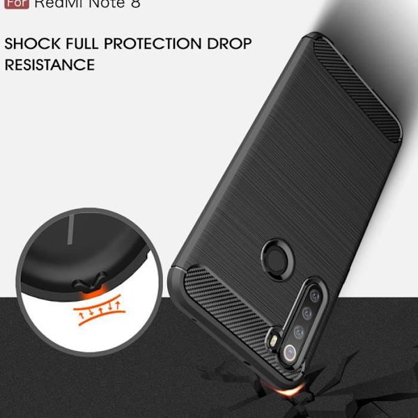 Coque - Xiaomi - Redmi Note 8 - Carbonfiber - Stødabsorberende - Blød - Sort Svart