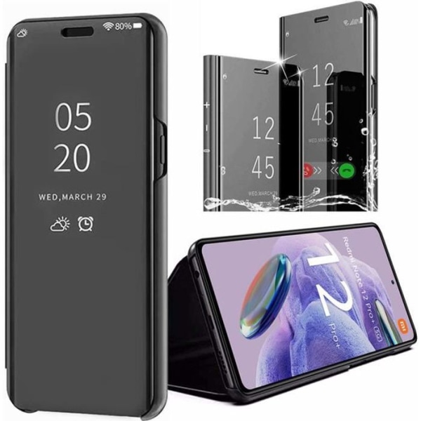 Etui til Xiaomi Redmi Note 12 Pro+ 5G-Note 12 Pro Plus 5G Smart Cover for og bagpå beskyttelse - Sort