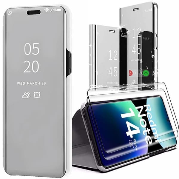 Skyddsskal - E.F.CONNECTION - För Xiaomi Redmi Note 14 Pro Plus 5G - Silver - Spegeleffekt - Stöttålig Silver