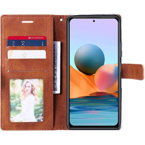 Fodral till Xiaomi Redmi Note 10 Pro Brown Mjukt syntetiskt läder Anti-Scratch 360 Protection