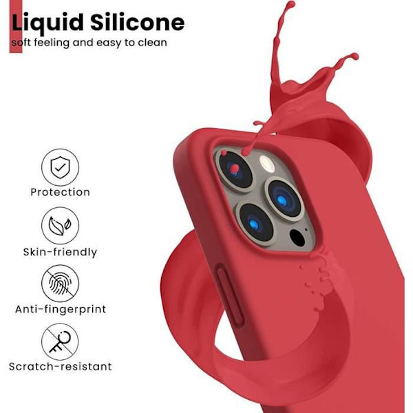 Silikonecover - iPhone 14 Pro - Rød - Stødabsorberende - Mat finish - 2 Tempererede Glas Included Röd