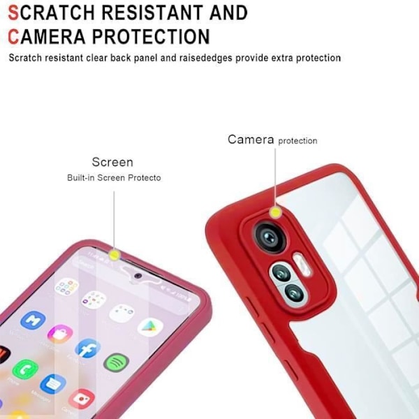 Skyddsskal - E.F.CONNECTION - Xiaomi Redmi 13C - Röd - Semihärdig - 360° skydd Röd