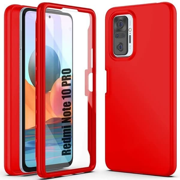 Skyddsfodral - E.F.CONNECTION - Redmi Note 10 Pro - Stötabsorberande - Silikon - 360 Grader Röd