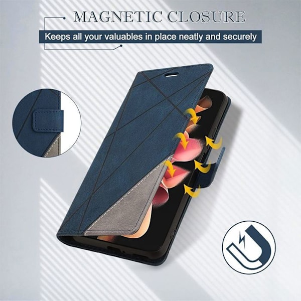 Coque + 2 Bølgepæne til Xiaomi 15, Beskyttelse Flip Case med Antichok, Elegant Læderlook - Marineblå marinblå