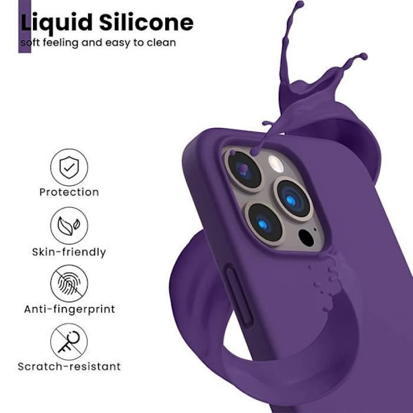 Skyddsfodral för iPhone 14 Pro - E.F.CONNECTION - Mjuk TPU - Lila - Härdade linser ingår Lila