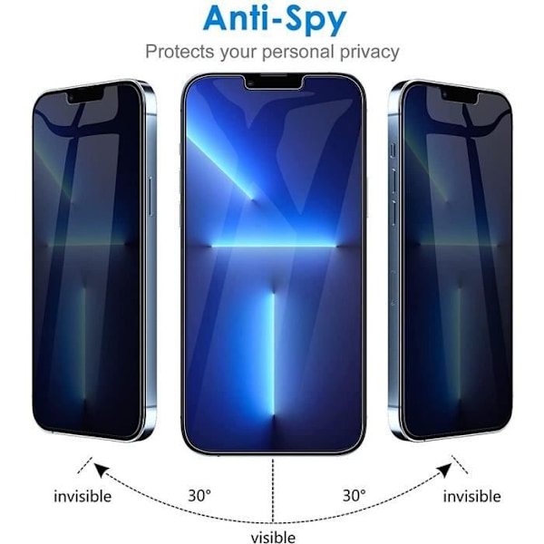 Härdat Glas Anti Spion - E.F.CONNECTION - för iPhone 13 Pro Max - Motstånd 9H - Ultrafinj Svart